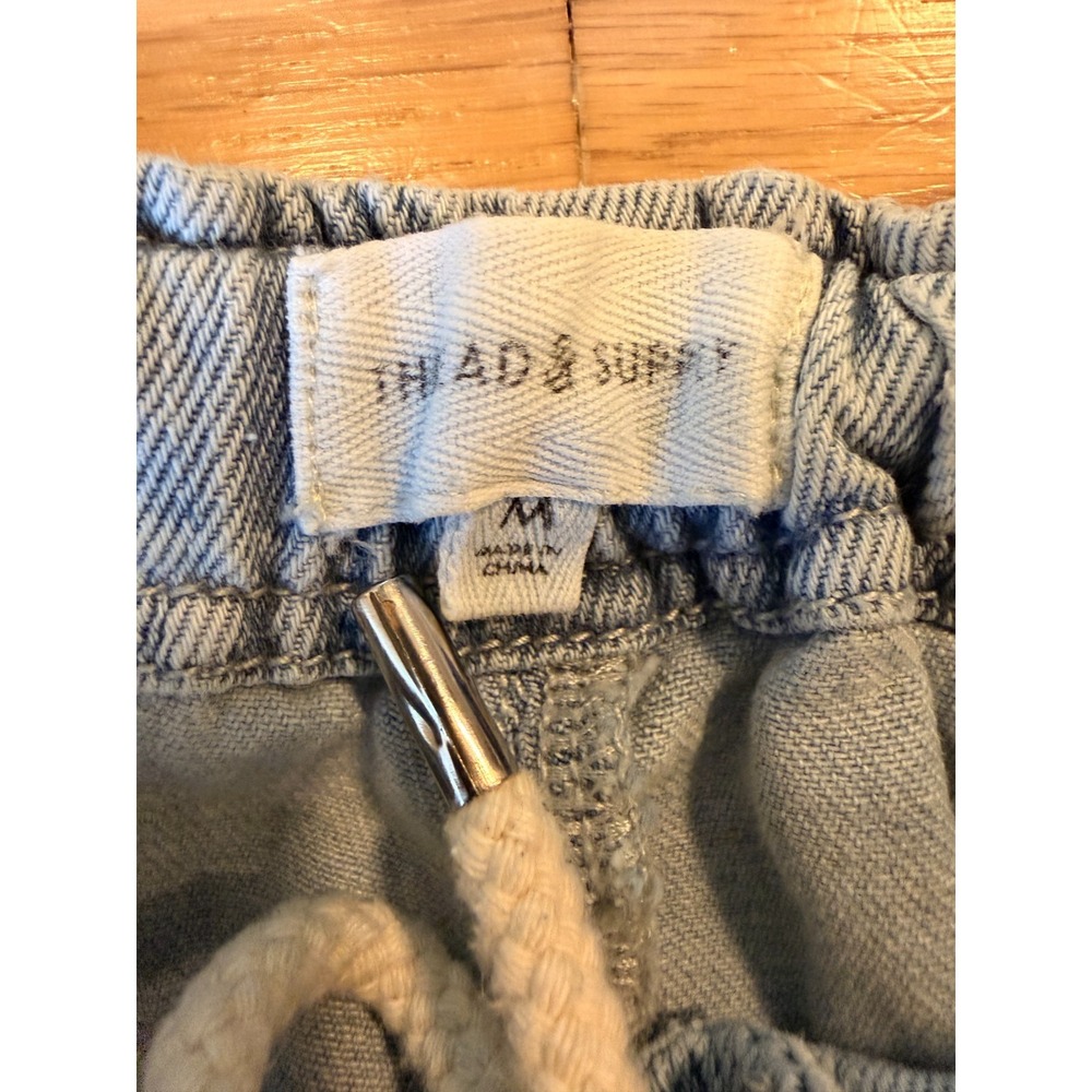 Thread & Supply Isla Wash Wide Leg Denim Pants Button Fly Drawstring Coastal M - Picture 2 of 6